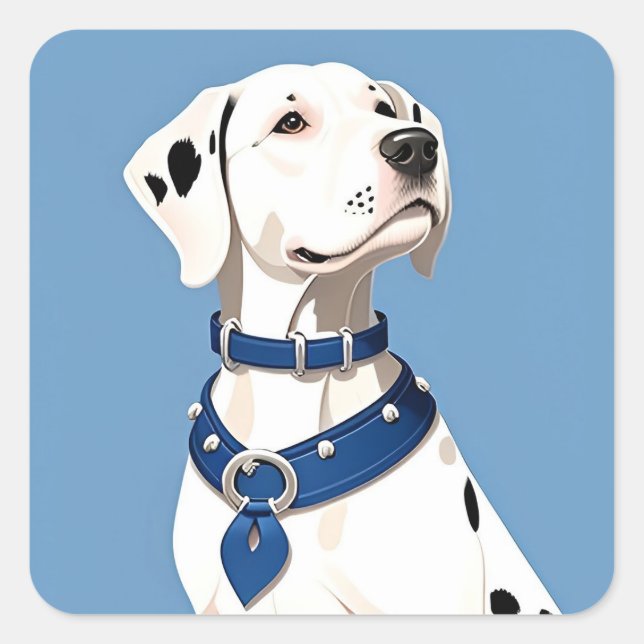 Dalmatian Dog With Blue Collar Square Sticker (Front)
