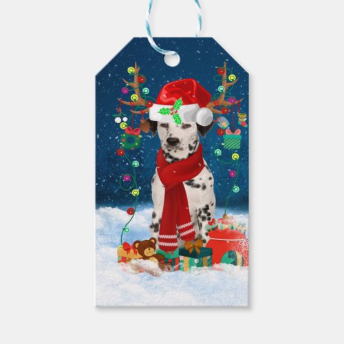 Dalmatian dog with Christmas gifts  Gift Tags