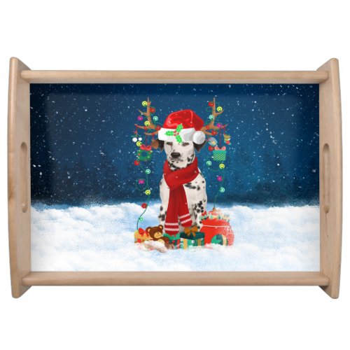 Dalmatian dog with Christmas gifts  Serving Tray