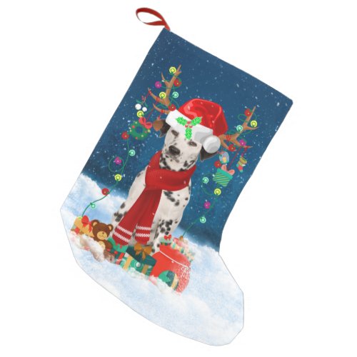 Dalmatian dog with Christmas gifts Small Christmas Stocking