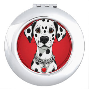 Dalmatian Dog with Red Heart Collar Compact Mirror