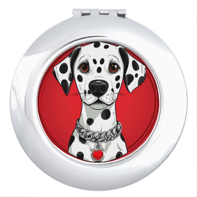 Dalmatian Dog with Red Heart Collar Compact Mirror (Front)