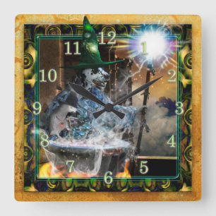 DALMATIAN DOG WIZARD OF CASTLE MOUNTAIN SQUARE WALL CLOCK