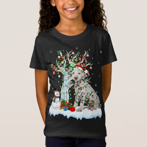 Dalmatian Dog Xmas Tree Lighting Santa Dalmatian C T_Shirt