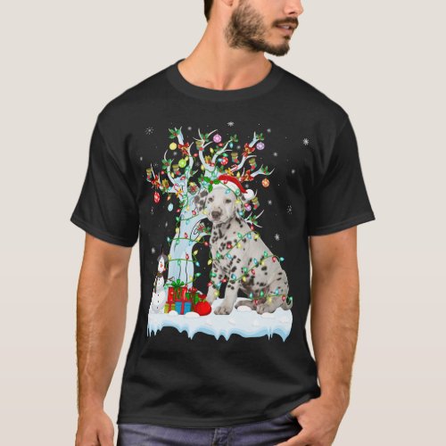 Dalmatian Dog Xmas Tree Lighting Santa Dalmatian C T_Shirt