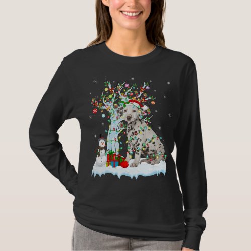 Dalmatian Dog Xmas Tree Lighting Santa Dalmatian C T_Shirt