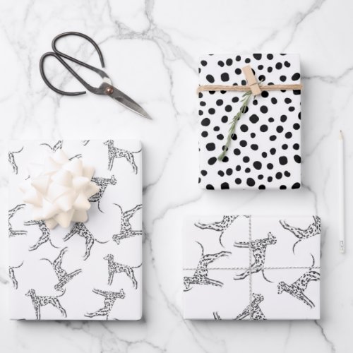 Dalmatian dogs black and white  wrapping paper sheets