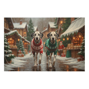 Dalmatian Dogs Christmas Snow Holiday  Wood Wall Art