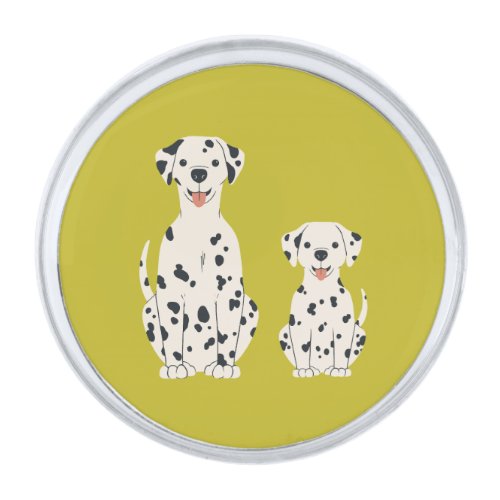 Dalmatian dogs design silver finish lapel pin