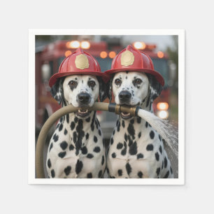 Dalmatian Dogs Holding a Fireman Hose Napkins
