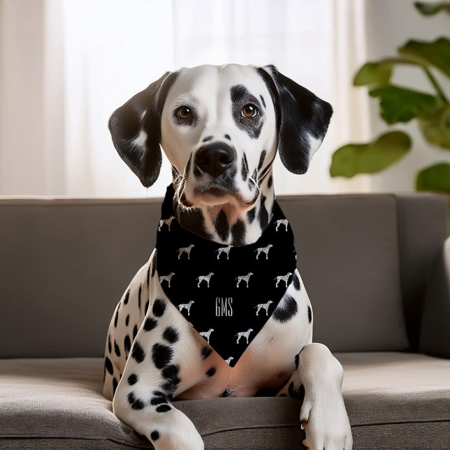 Dalmatian Dogs Pattern Monogrammed Pet Bandana Collar (Creator Uploaded)