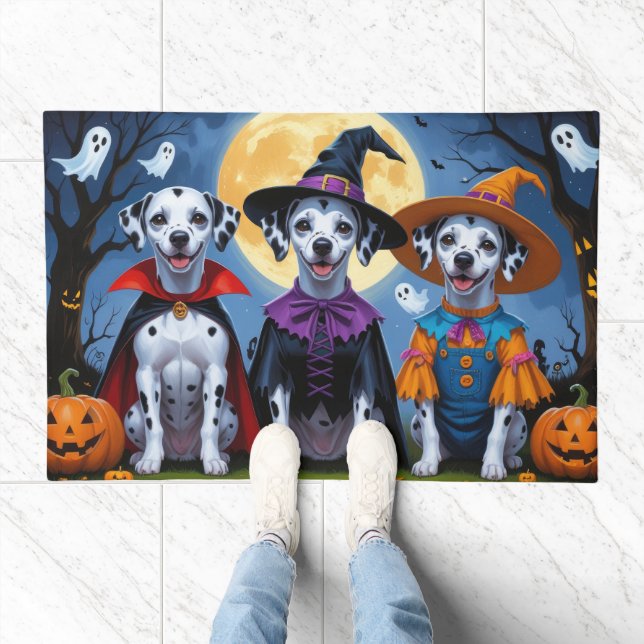 Dalmatian Dogs Pumpkin Halloween Funny Doormat (Indoor)
