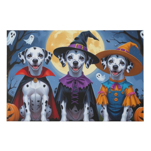Dalmatian Dogs Pumpkin Halloween Funny Faux Canvas Print (Front)