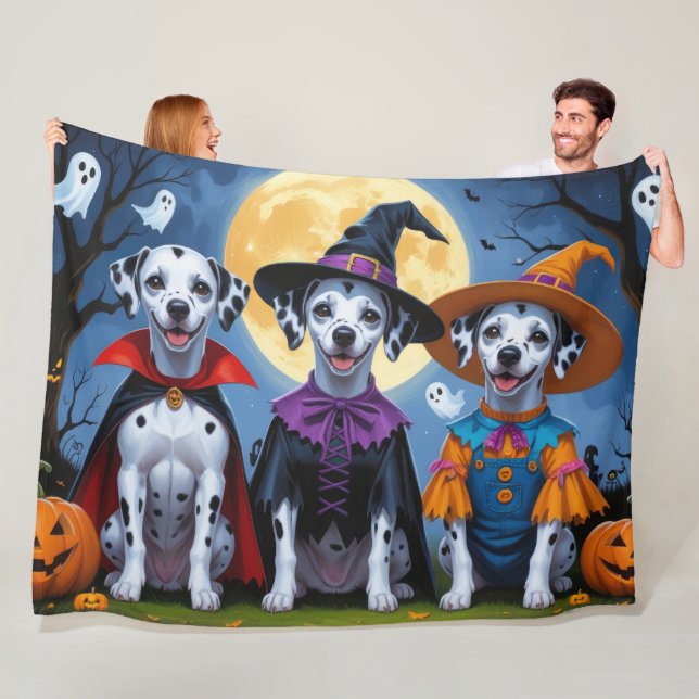 Dalmatian Dogs Pumpkin Halloween Funny Fleece Blanket (In Situ)