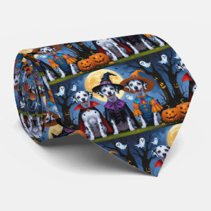 Dalmatian Dogs Pumpkin Halloween Funny Neck Tie