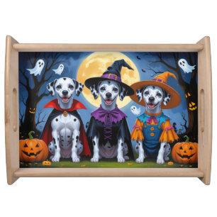 Dalmatian Dogs Pumpkin Halloween Funny Serving Tray