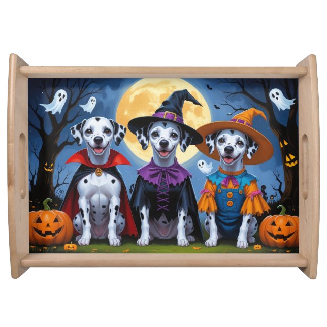 Dalmatian Dogs Pumpkin Halloween Funny Serving Tray (Front)