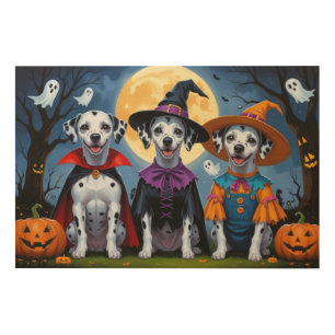 Dalmatian Dogs Pumpkin Halloween Funny Wood Wall Art