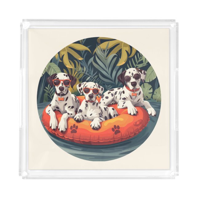 Dalmatian Dogs Summer Pineapple Pool Float Acrylic Tray (Front)