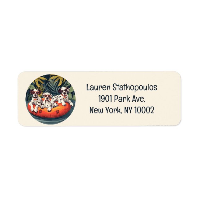 Dalmatian Dogs Summer Pineapple Pool Float Label (Front)