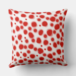 dalmatian dots animal print red and white spot throw pillow