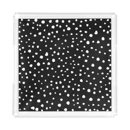 Dalmatian Dots Dalmatian Spots Black and White Acrylic Tray