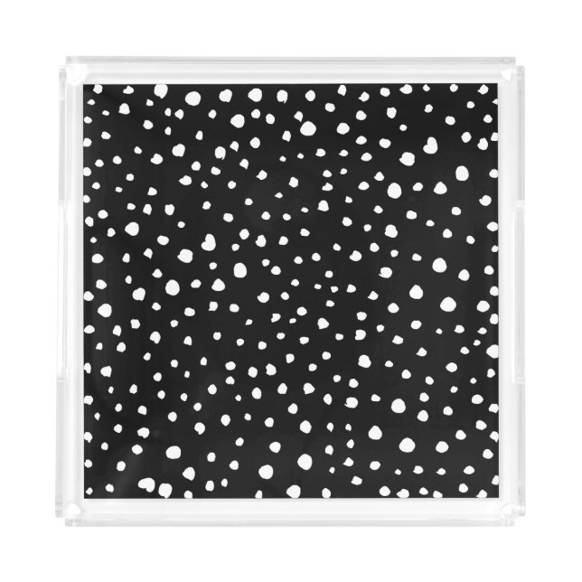 Dalmatian Dots, Dalmatian Spots, Black and White Acrylic Tray (Front)