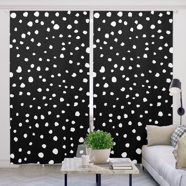 Dalmatian Dots, Dalmatian Spots, Black and White Blackout Curtains (Living Room)