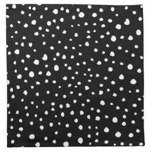 Dalmatian Dots, Dalmatian Spots, Black and White Cloth Napkin