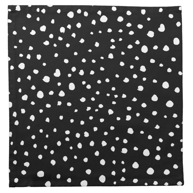 Dalmatian Dots, Dalmatian Spots, Black and White Cloth Napkin (Front)