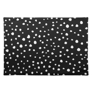 Dalmatian Dots, Dalmatian Spots, Black and White Cloth Placemat