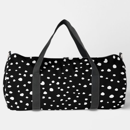 Dalmatian Dots Dalmatian Spots Black and White Duffle Bag