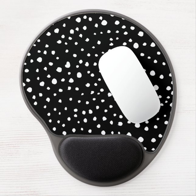 Dalmatian Dots, Dalmatian Spots, Black and White Gel Mouse Pad (Left Side)