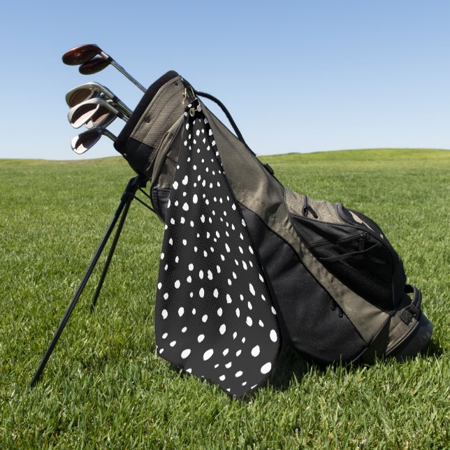 Dalmatian Dots, Dalmatian Spots, Black and White Golf Towel (Green)