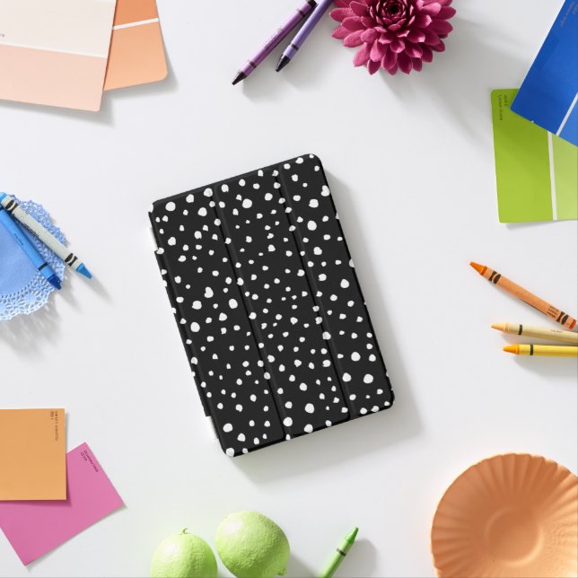 Dalmatian Dots, Dalmatian Spots, Black and White iPad Mini Cover (In Situ)