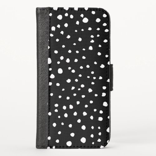 Dalmatian Dots Dalmatian Spots Black and White iPhone X Wallet Case