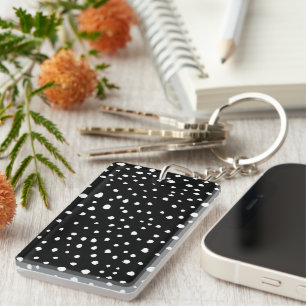 Dalmatian Dots, Dalmatian Spots, Black and White Keychain