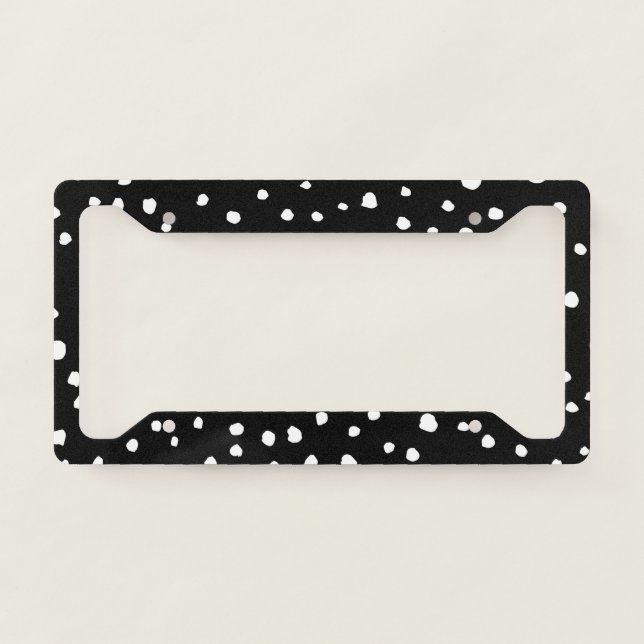 Dalmatian Dots, Dalmatian Spots, Black and White License Plate Frame (Front)