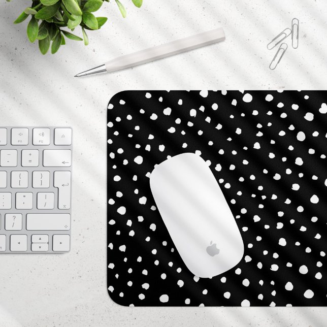 Dalmatian Dots, Dalmatian Spots, Black and White Mouse Pad (Creator Uploaded)
