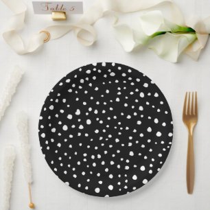 Dalmatian Dots, Dalmatian Spots, Black and White Paper Plates