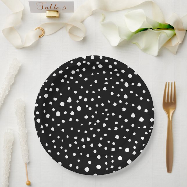 Dalmatian Dots, Dalmatian Spots, Black and White Paper Plates (Wedding)