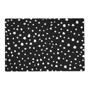 Dalmatian Dots, Dalmatian Spots, Black and White Placemat
