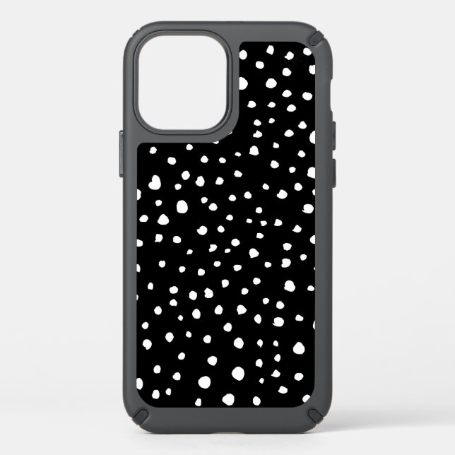 Dalmatian Dots, Dalmatian Spots, Black and White Speck iPhone 12 Case (Front)