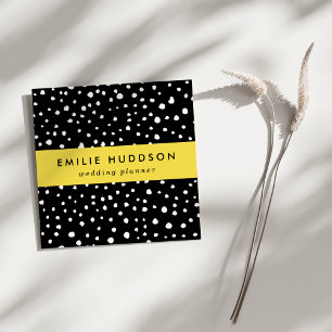 Dalmatian Dots, Dalmatian Spots, Black and White Square Business Card