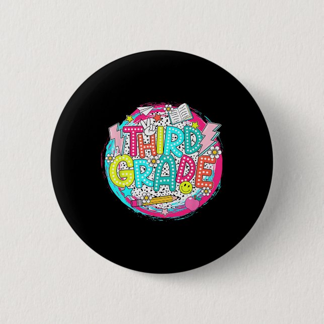 Dalmatian Dots Dream 3rd Team Third Grade Teacher  Button (Front)