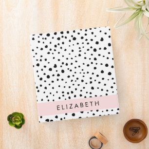 Dalmatian Dots, Spots, Black and White, Your Name 3 Ring Binder
