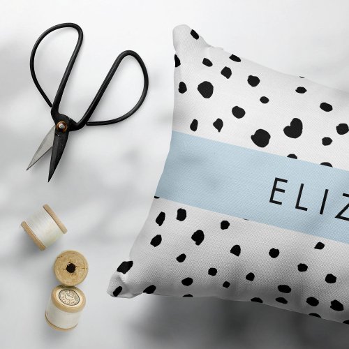 Dalmatian Dots Spots Black and White Your Name Accent Pillow