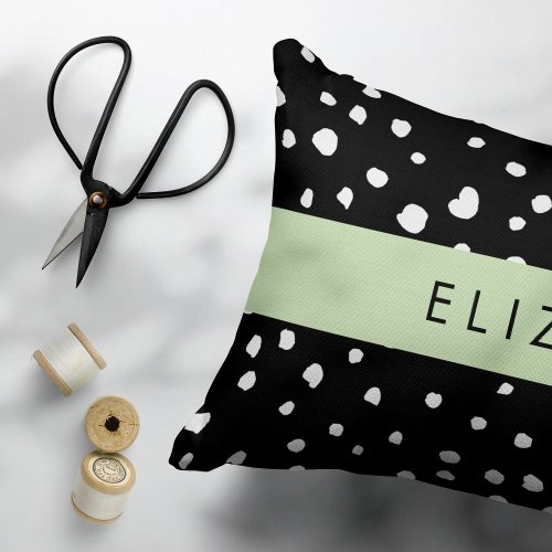 Dalmatian Dots Spots Black and White Your Name Accent Pillow