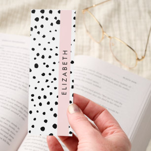 Dalmatian Dots, Spots, Black and White, Your Name Bookmarks