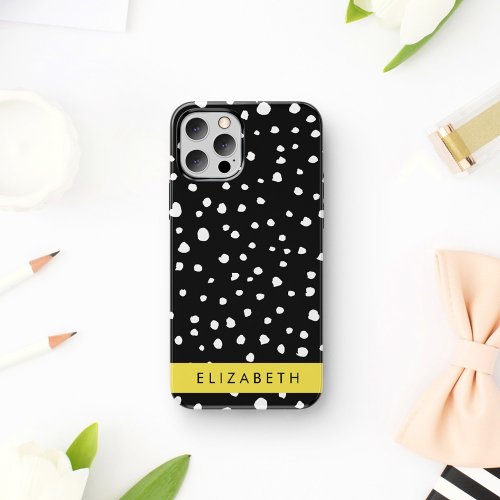 Dalmatian Dots Spots Black and White Your Name iPhone 12 Pro Case